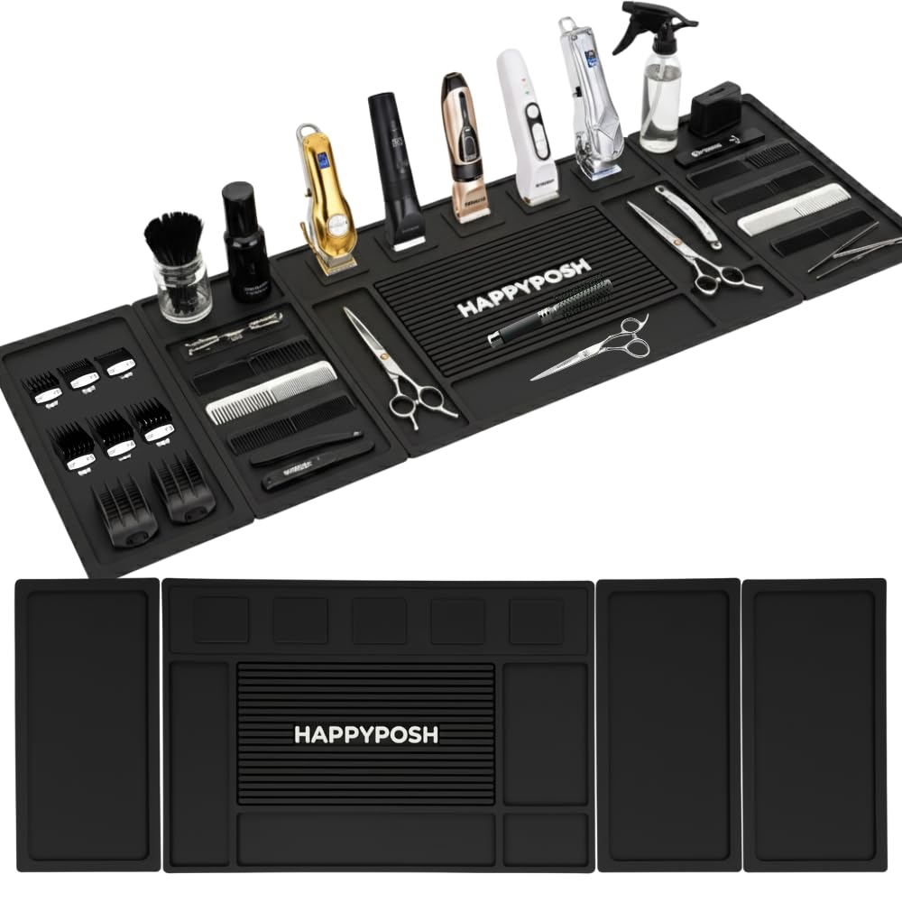 HAPPYPOSH Juego de 4 alfombrillas magnéticas modulares de peluquerí...