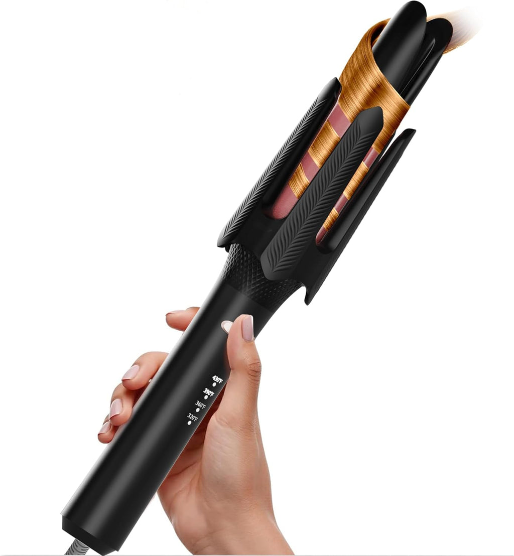 Rizador de pelo giratorio automático, 4 ajustes de temperatura y te...