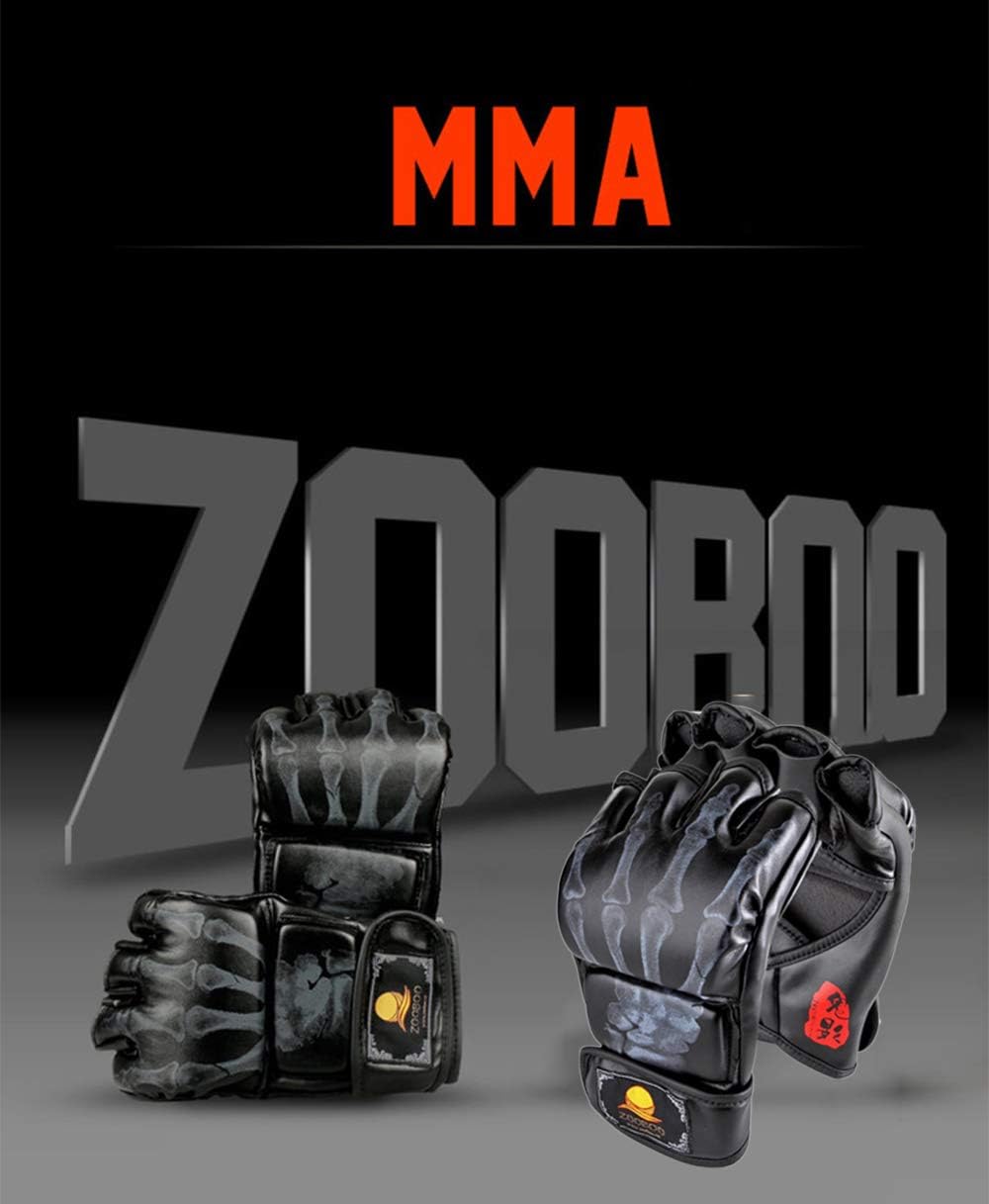 ZooBoo Guantes de MMA, guantes de boxeo de medio dedo, mitones de M...