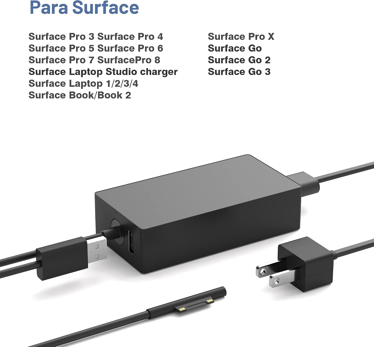 YBRUZRUB Cargador Surface Pro de 65 W compatible con Microsoft Surf...