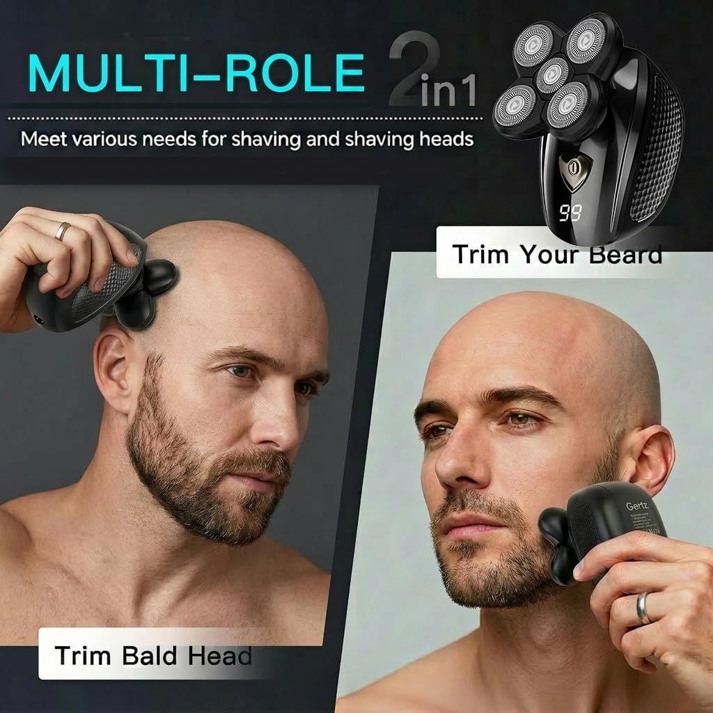 Afeitadoras de cabeza eléctricas 5D 5 en 1 para hombres calvos, maq...