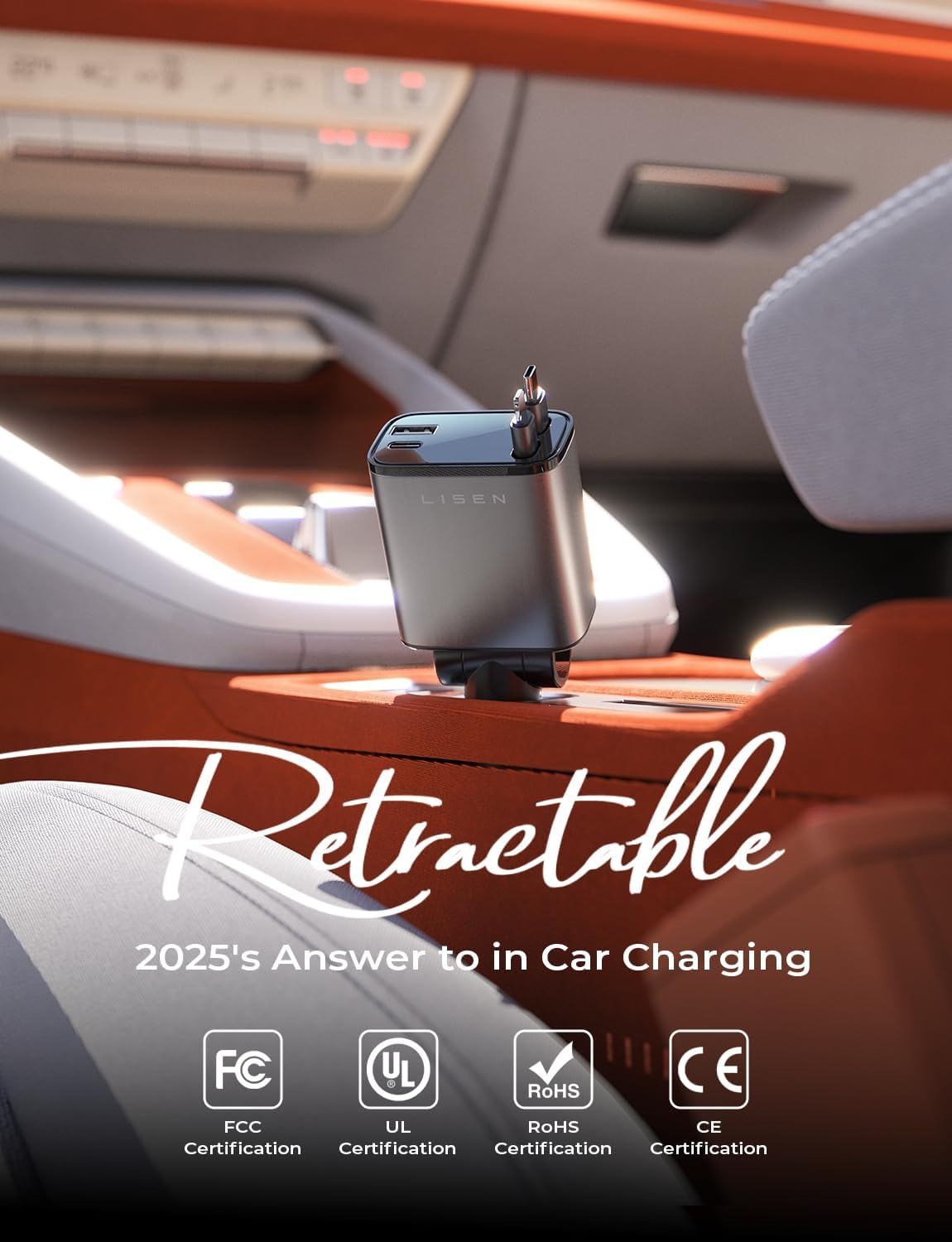 LISEN - Cargador retráctil para automóvil, adaptador de cargador de...