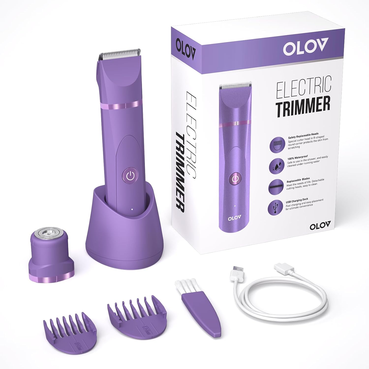 OLOV Recortador eléctrico de pelo corporal - Recortador de ingle pa...