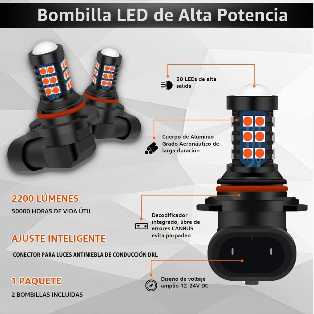 GLOFE 9005 9006 HB3 HB4 Bombillas LED Rojas H10 Xtreme Súper Brilla...