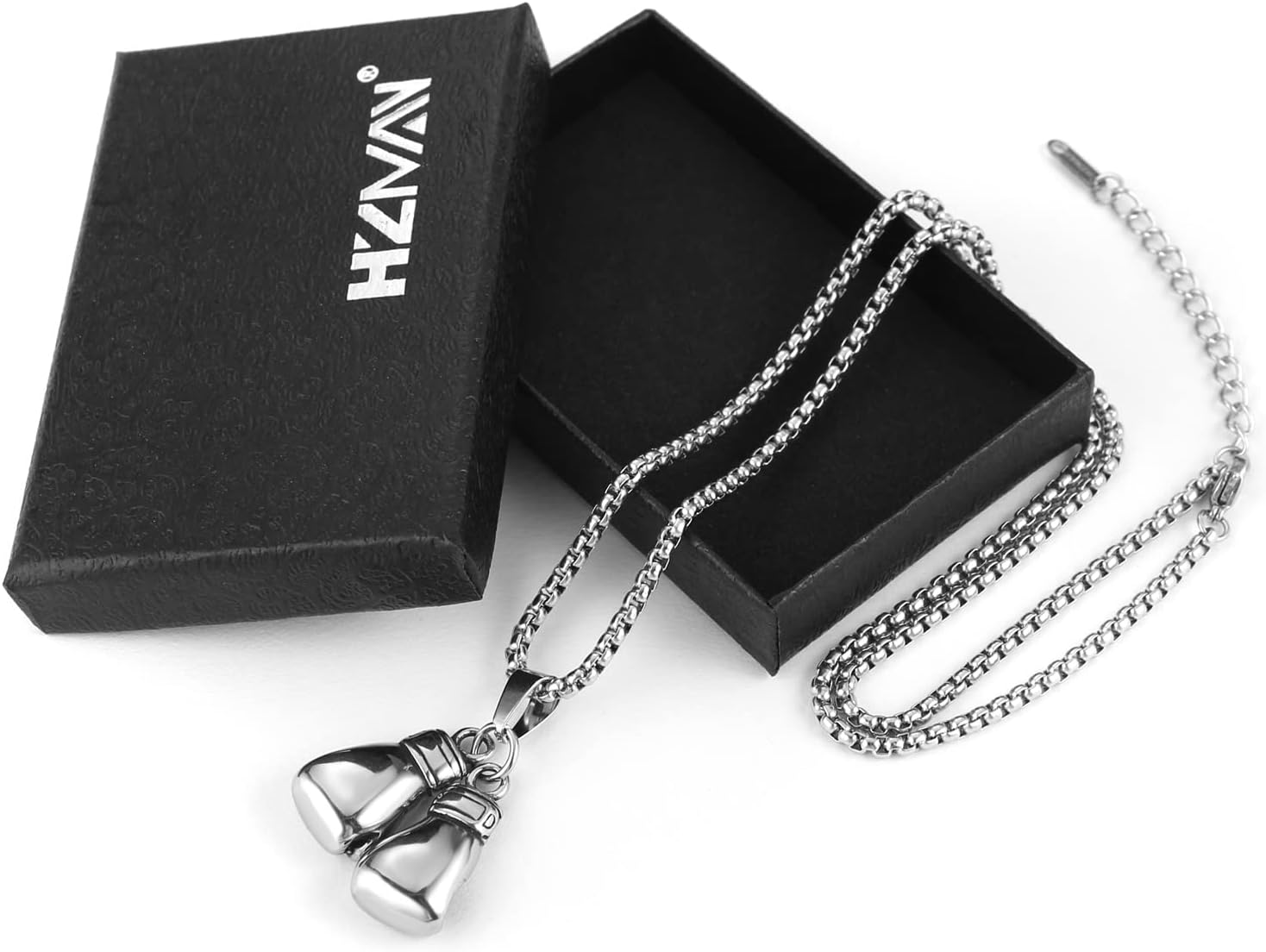HZMAN Collar con colgante de guante de boxeo de acero inoxidable pa...