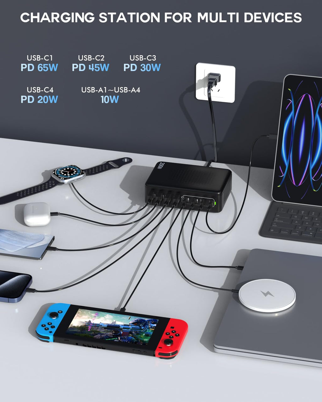 Bloque de Carga USB C, Estación de Carga USB C de 8 Puertos 200W, C...