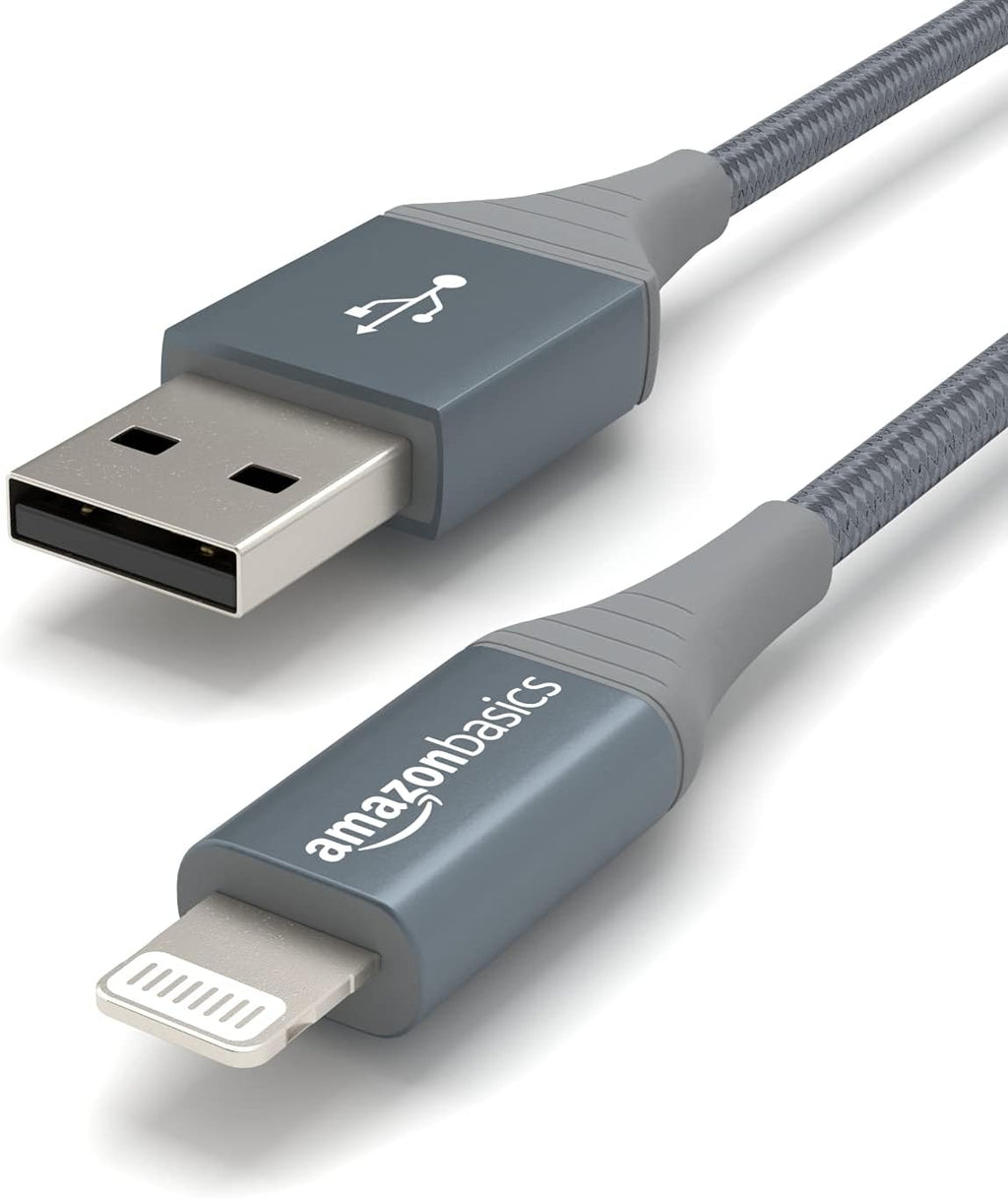 Amazon Basics - Cable Lightning de nailon trenzado doble a USB, col...