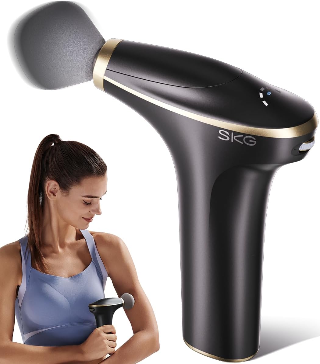 SKG Mini pistola de masaje de tejido profundo para mujeres y hombre...