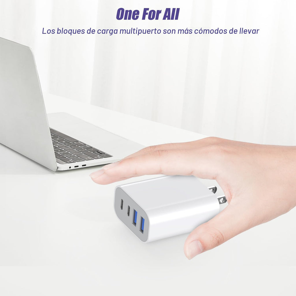Bloque de carga rápida USB, adaptador de carga de 4 puertos de 40 W...