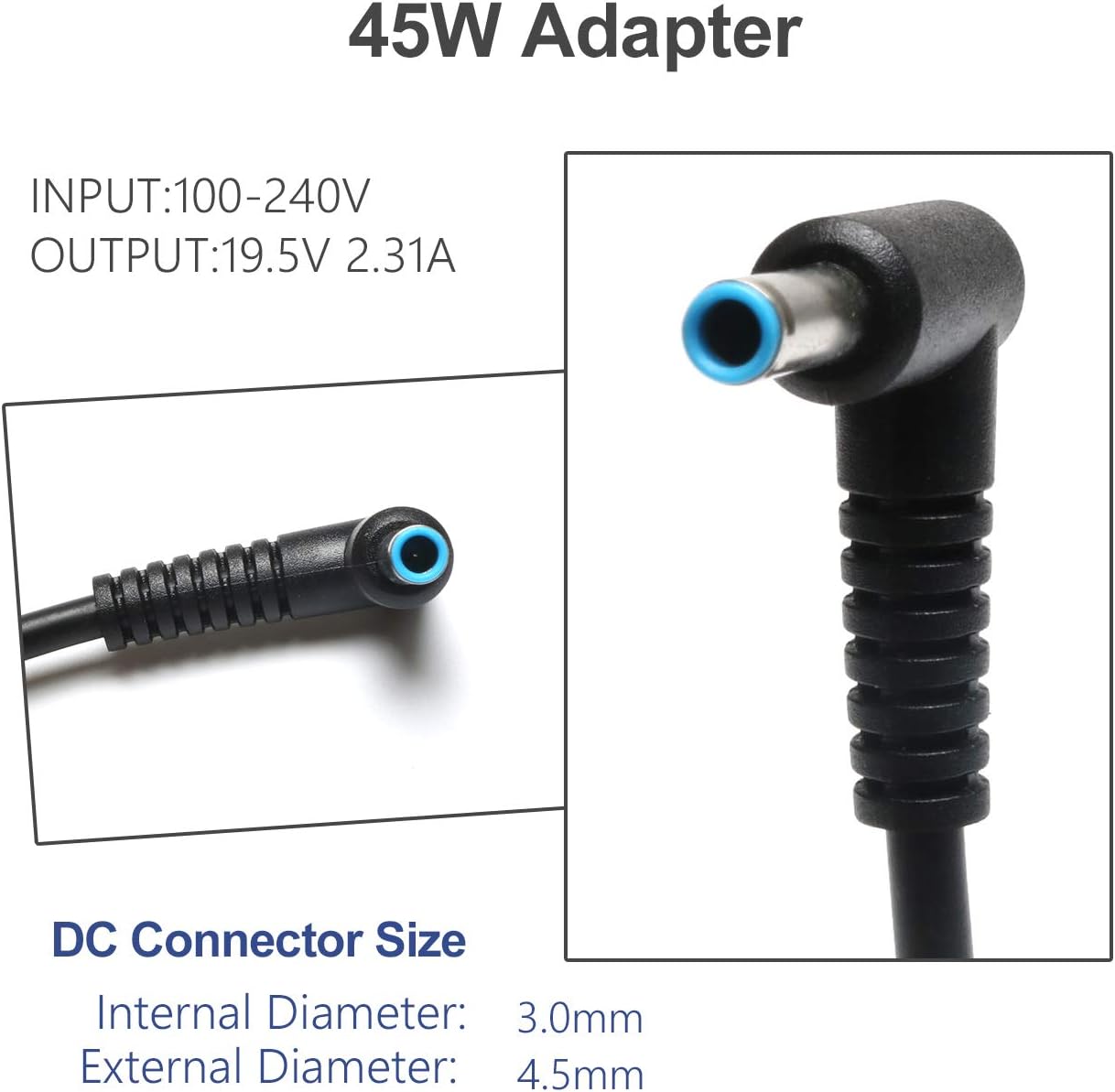 Always-On Safe, cargador de punta azul de 45 W para portátil HP mod...