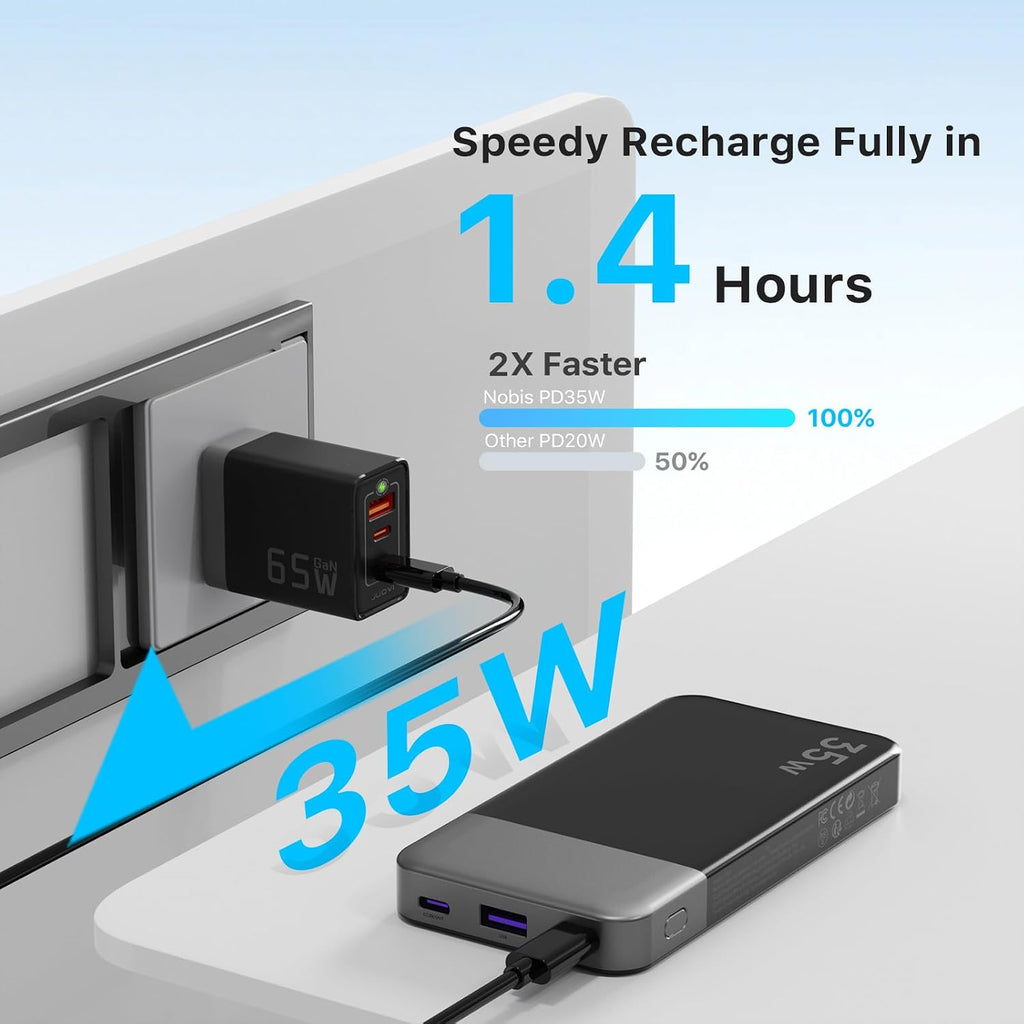 NOBIS Cargador portátil, cargador de batería de 10000 mAh de carga...