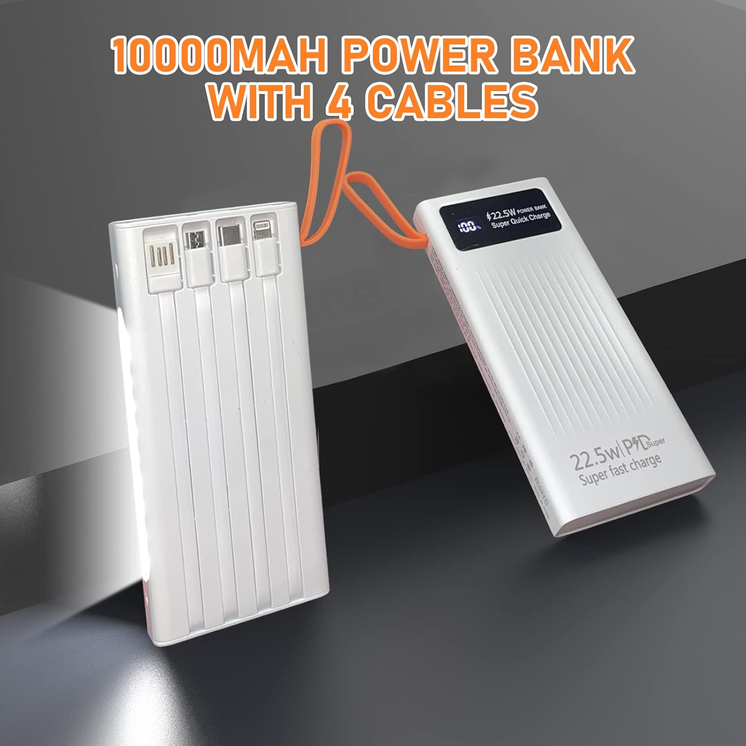 Cargador portátil con cables integrados, banco de energía Mandarook...