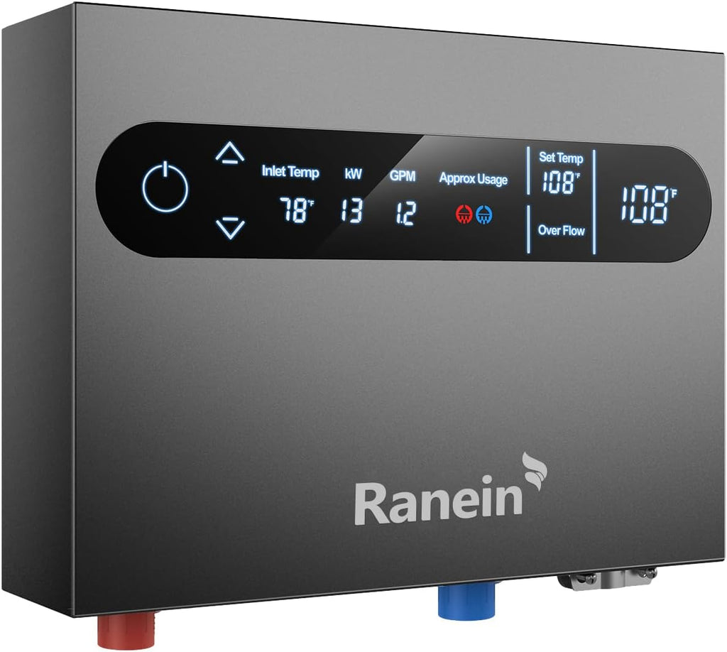 Calentador de agua eléctrico sin tanque Ranein de 13 kW, máx. 3,1 G...