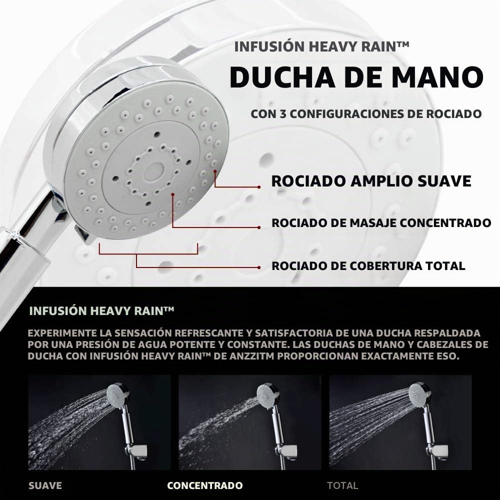 ANZZI Panel de ducha de 57", 4 paneles de ducha de cristal de c...