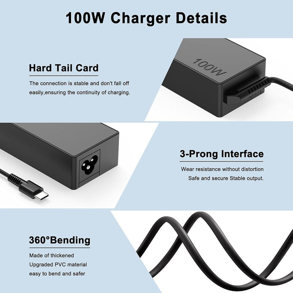Cargador USB C para portátil de 100 W con cable de 9 pies, adaptado...