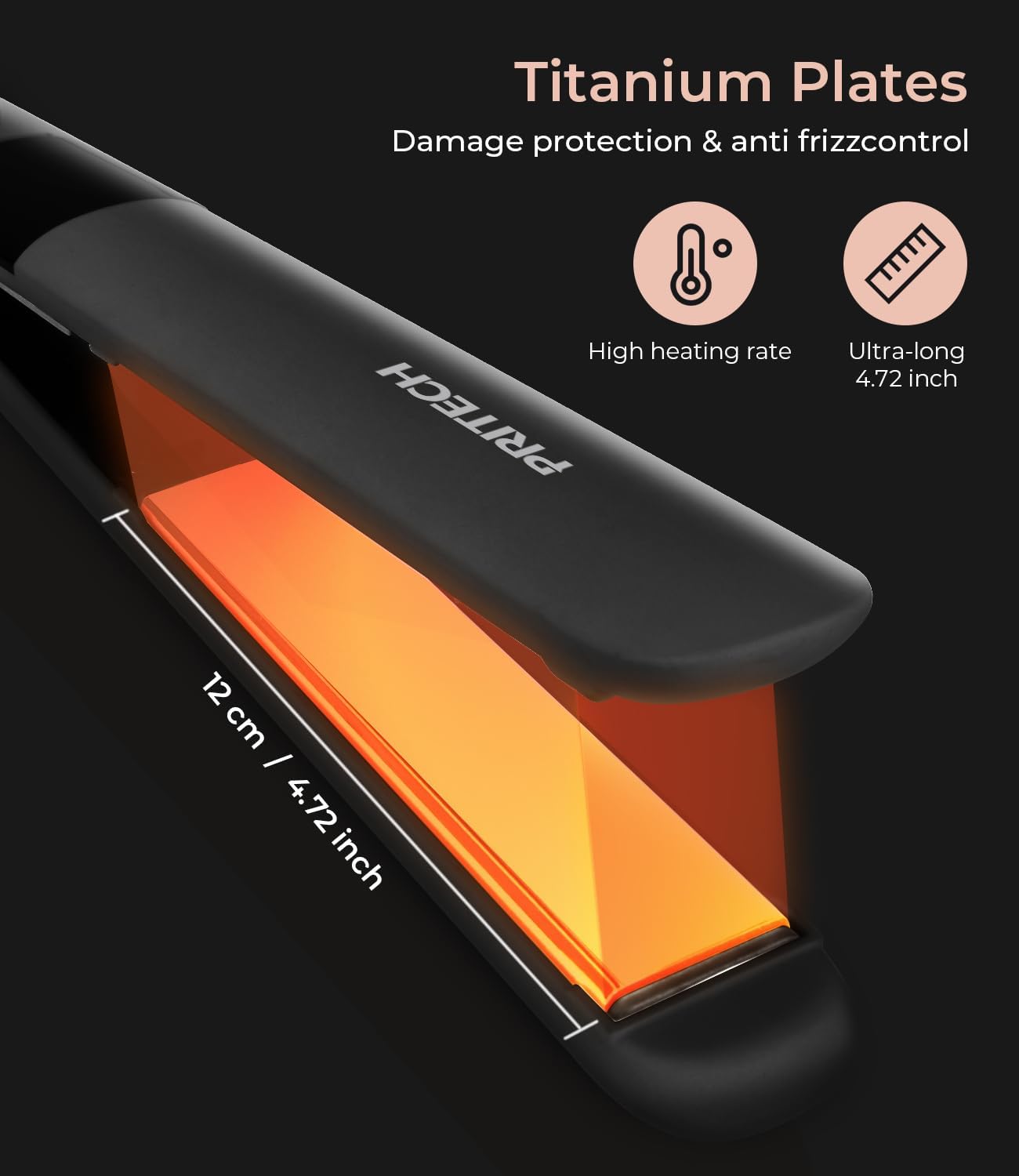 PRITECH Plancha plana para el cabello, plancha plana de titanio con...