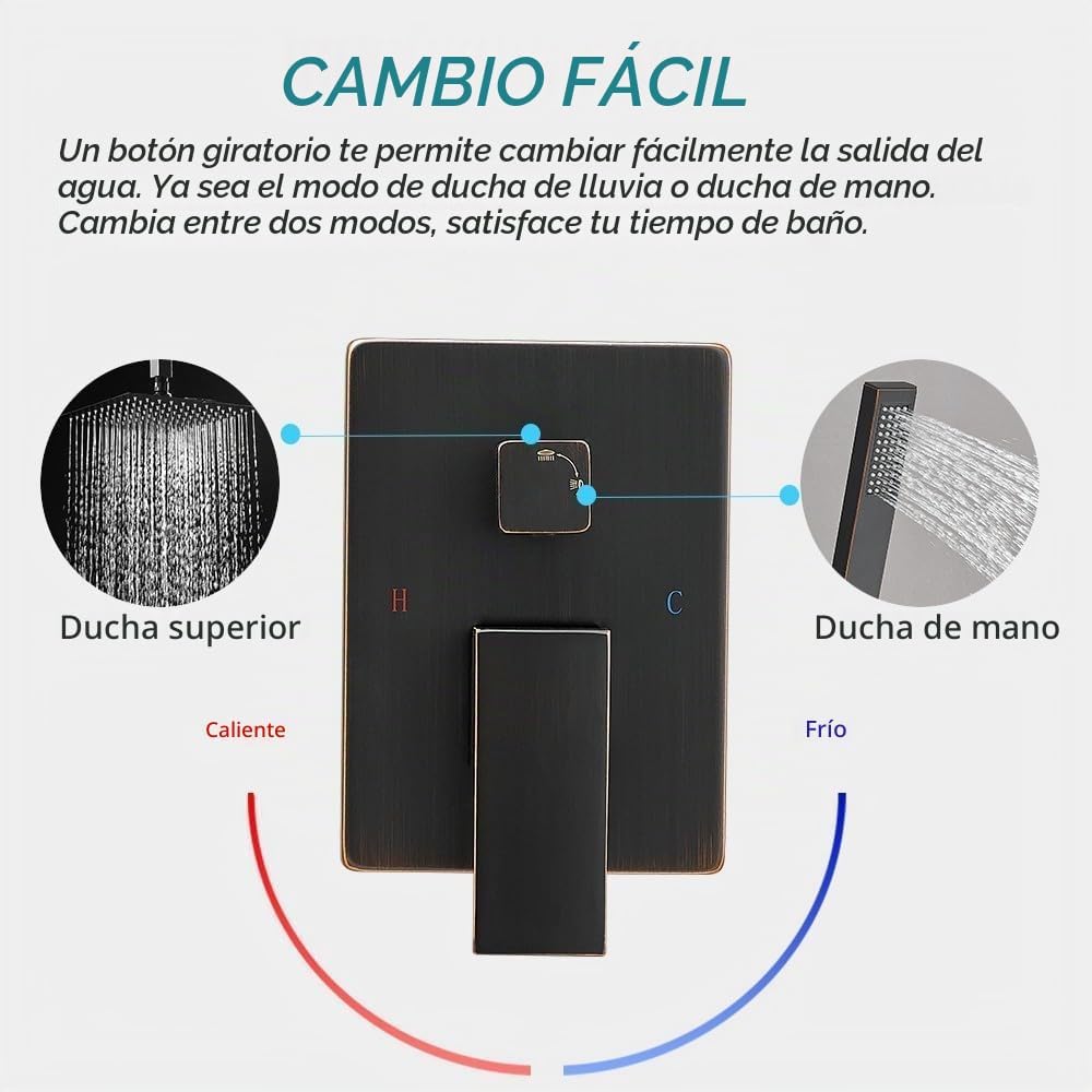 JingGang Sistema de Ducha de 16 Pulgadas para Montaje en Techo de B...