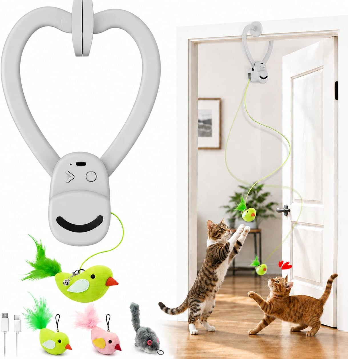 Juguetes interactivos para gatos de interior: varita de plumas de a...
