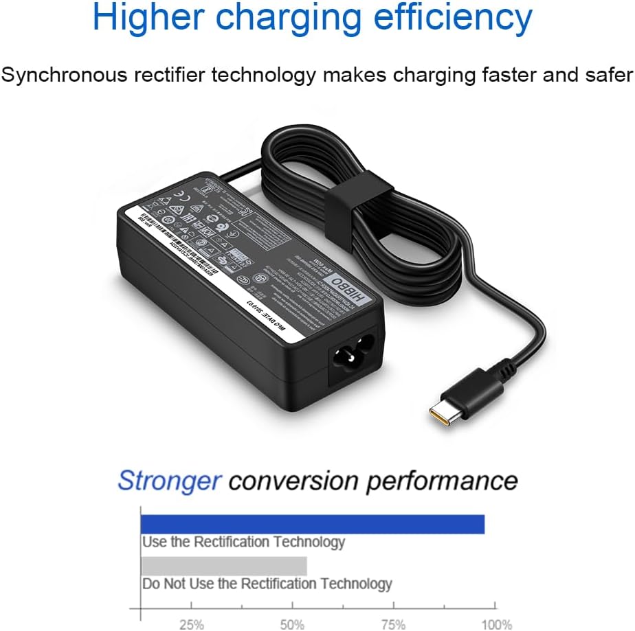 Cargador compatible con computadora portátil Lenovo 65W 45W USB C A...