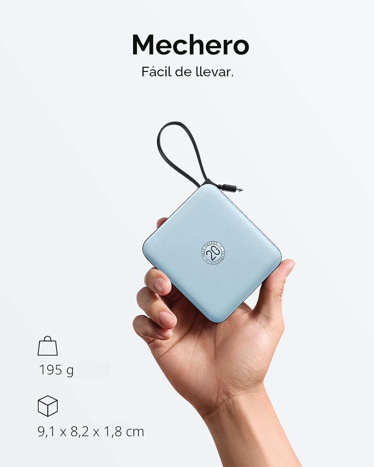 VRURC Cargador portátil para iPhone con cable incorporado, batería...