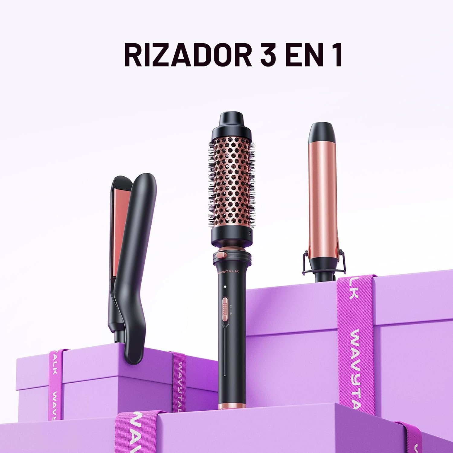 Wavytalk Juego de rizadores 3 en 1, rizador múltiple, juego de riza...