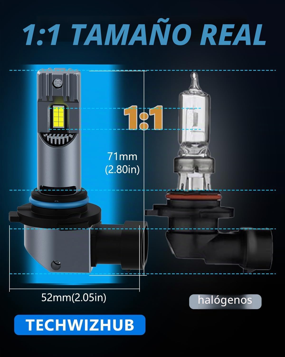 TechWizHub Bombillas LED 9006\/HB4, 600% súper brillantes 24000LM 6...