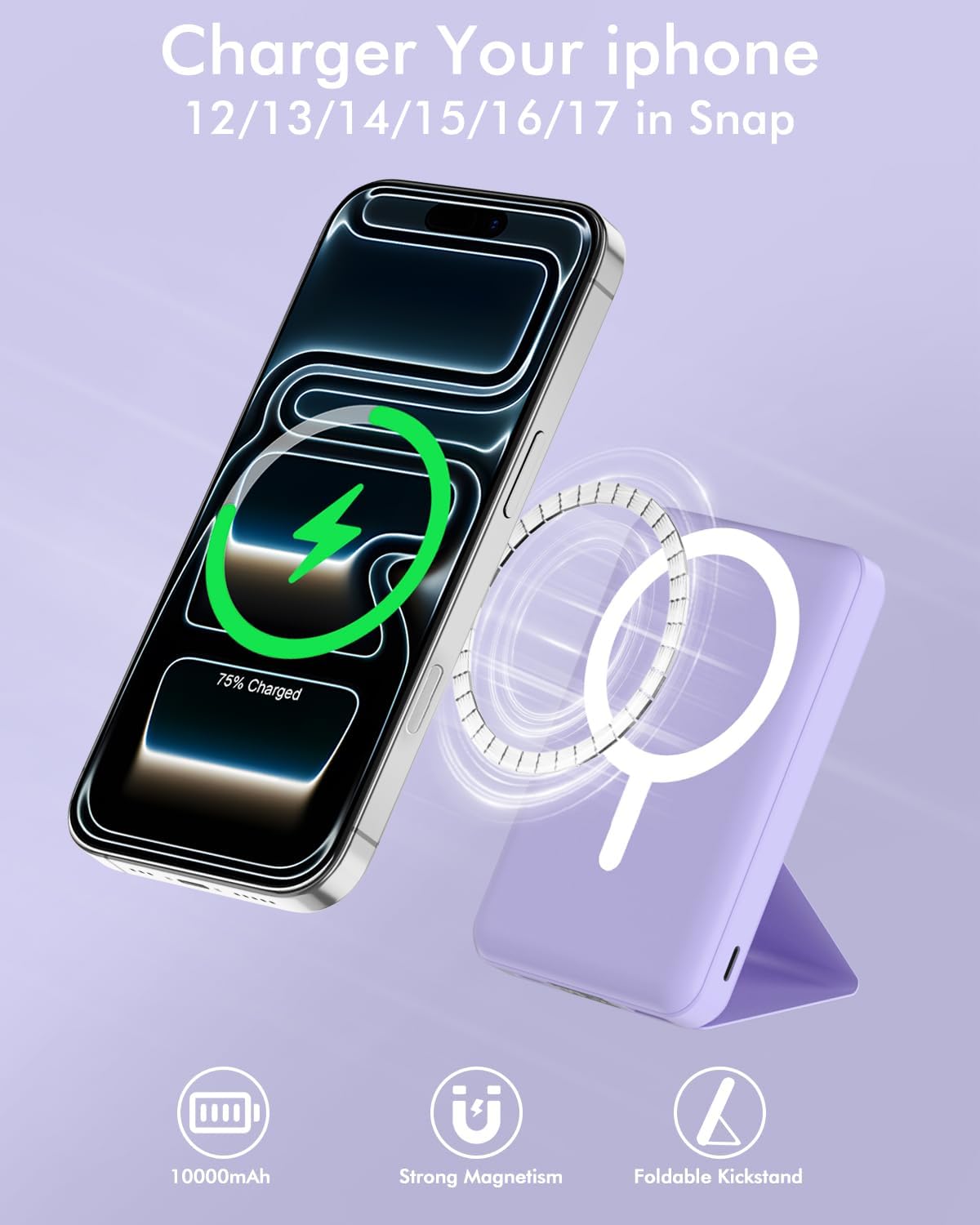 podoru para Magsafe Paquete de baterías, banco de energía magnético...