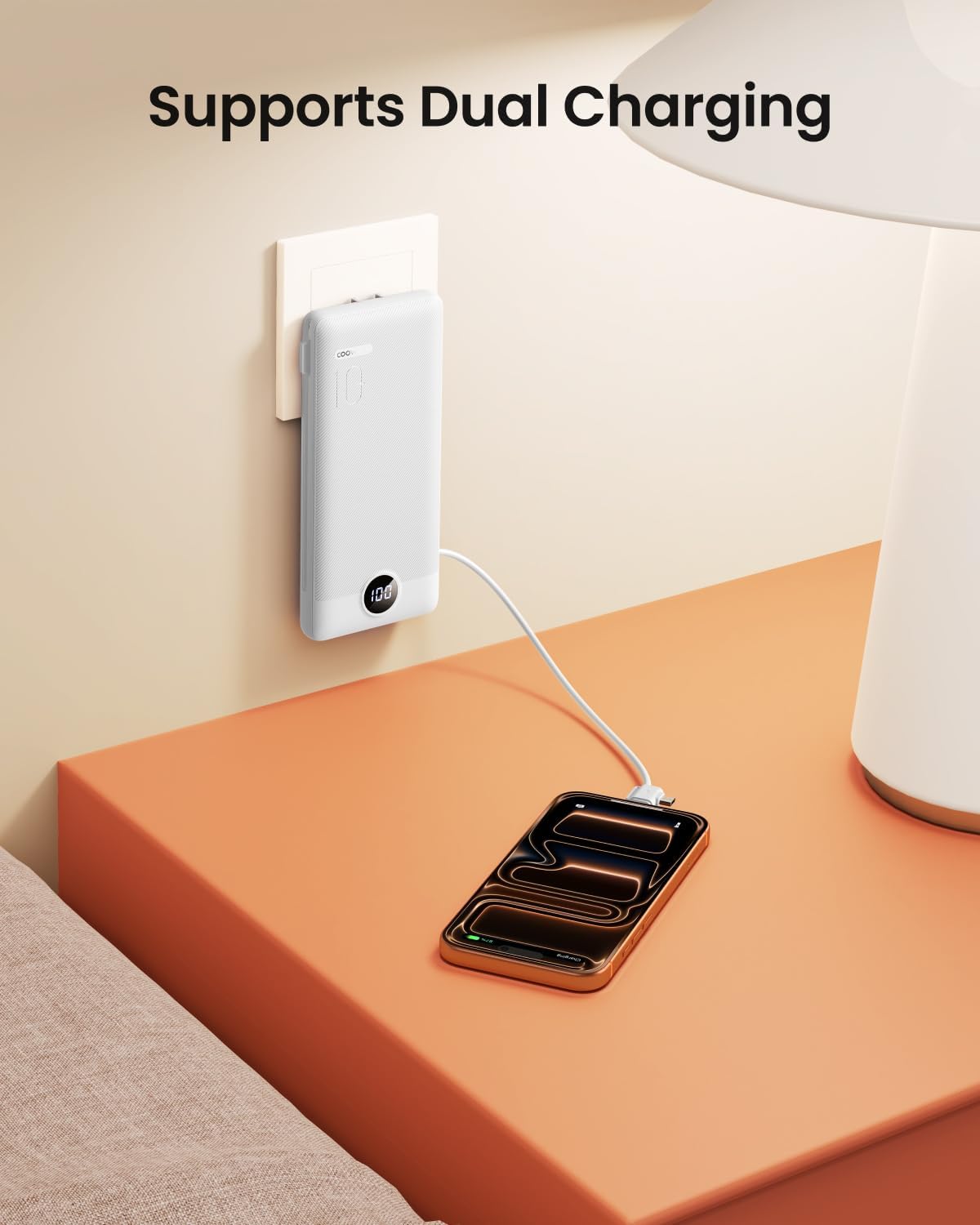 Coowisty Cargador portátil con enchufe de pared, banco de energía U...
