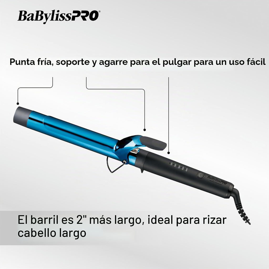 BabylissPRO Rizador profesional Nano Titanium con barril extendido\...