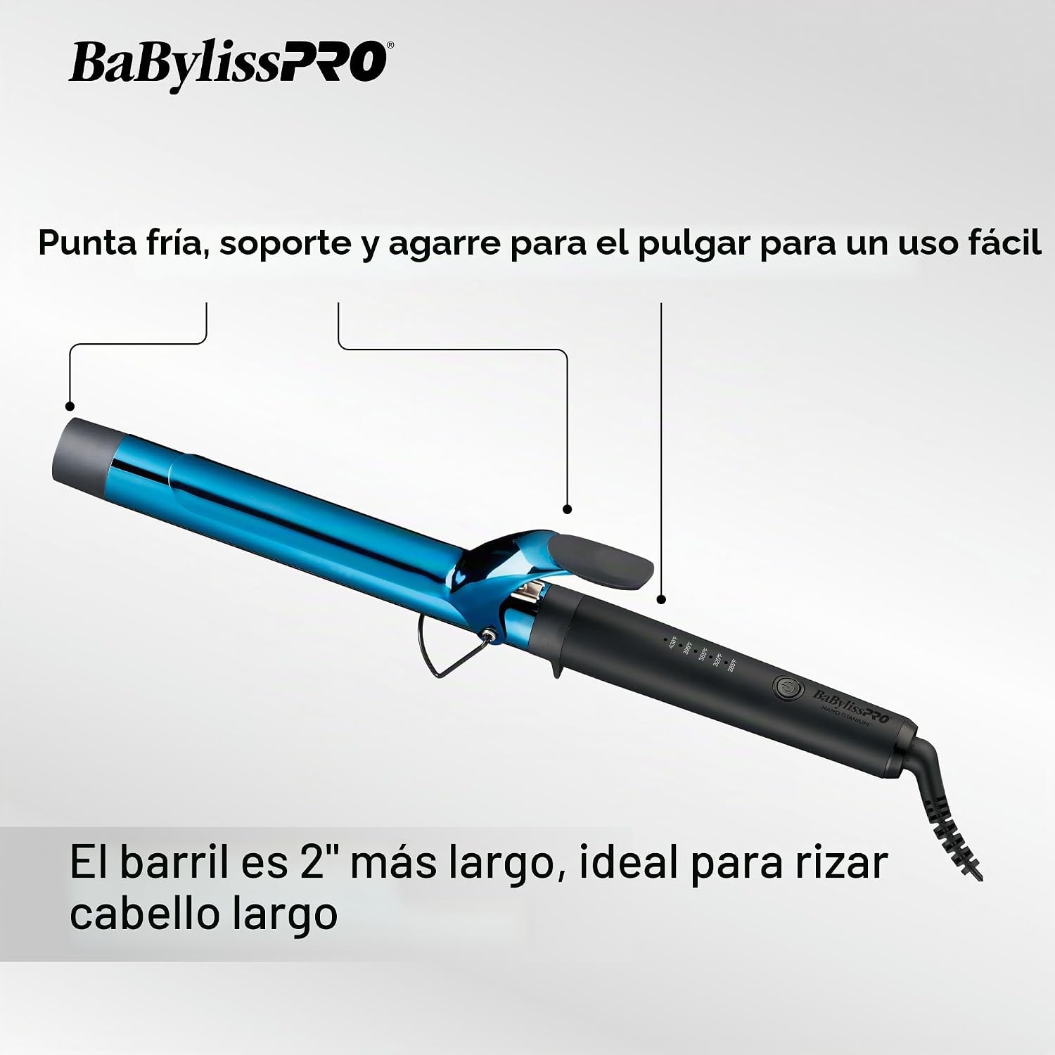 BabylissPRO Rizador profesional Nano Titanium con barril extendido\...