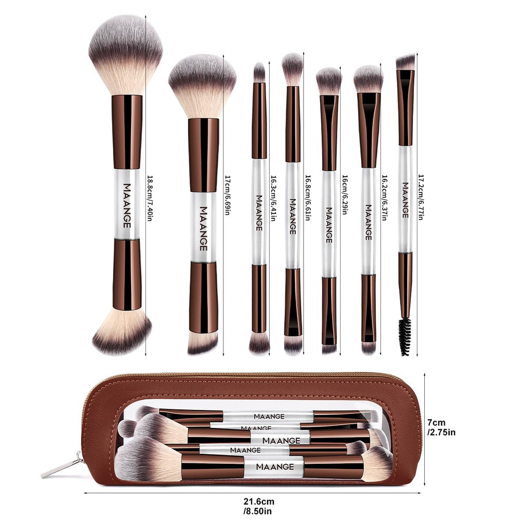 MAANGE Juego de 7 pinceles de maquillaje con bolsa, brochas de maqu...