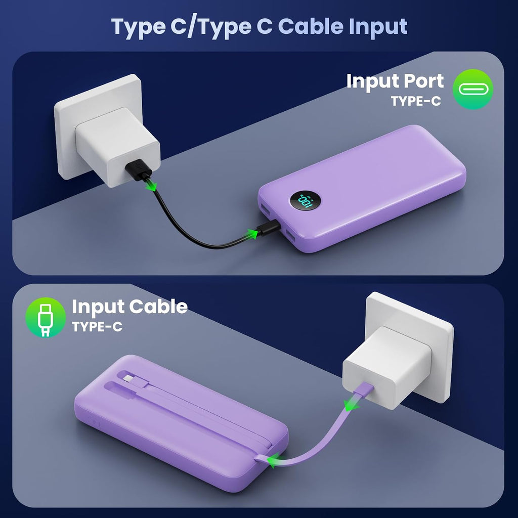 Cargador Portátil 40800mAh Banco de Energía con 3 Cables Integrados...
