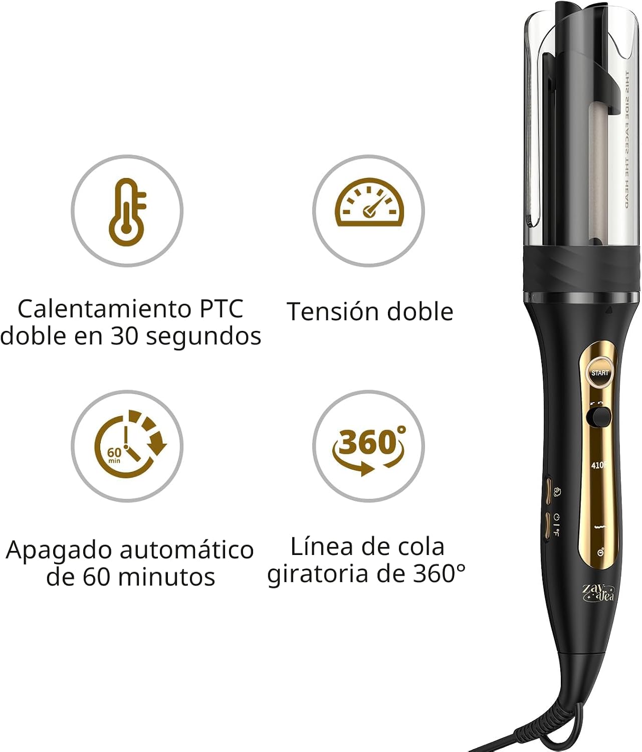 Zavarea Plancha rizadora giratoria automática para cabello largo, v...