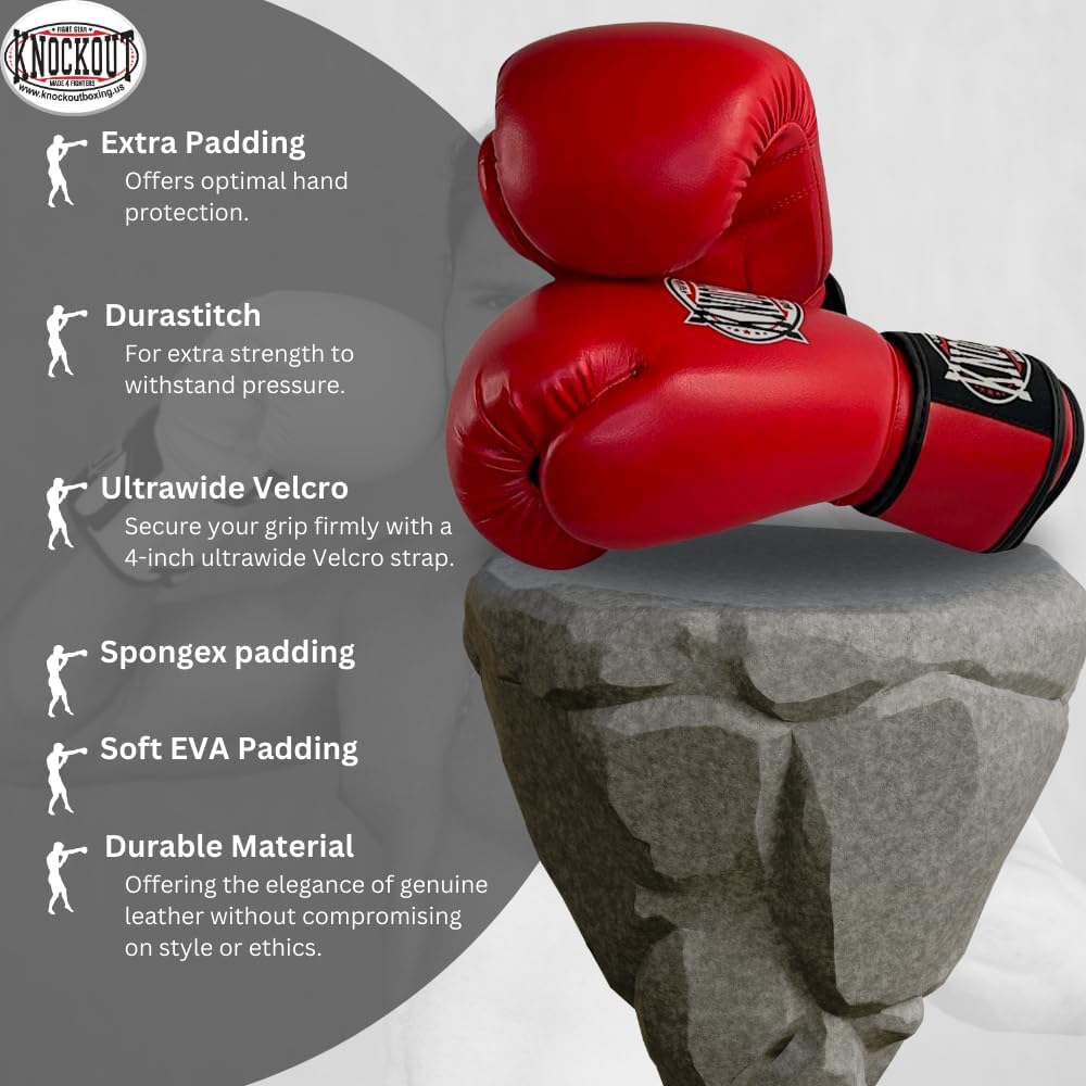 Guantes de Boxeo de Gel Knockout para Hombres y Mujeres - Entrenami...