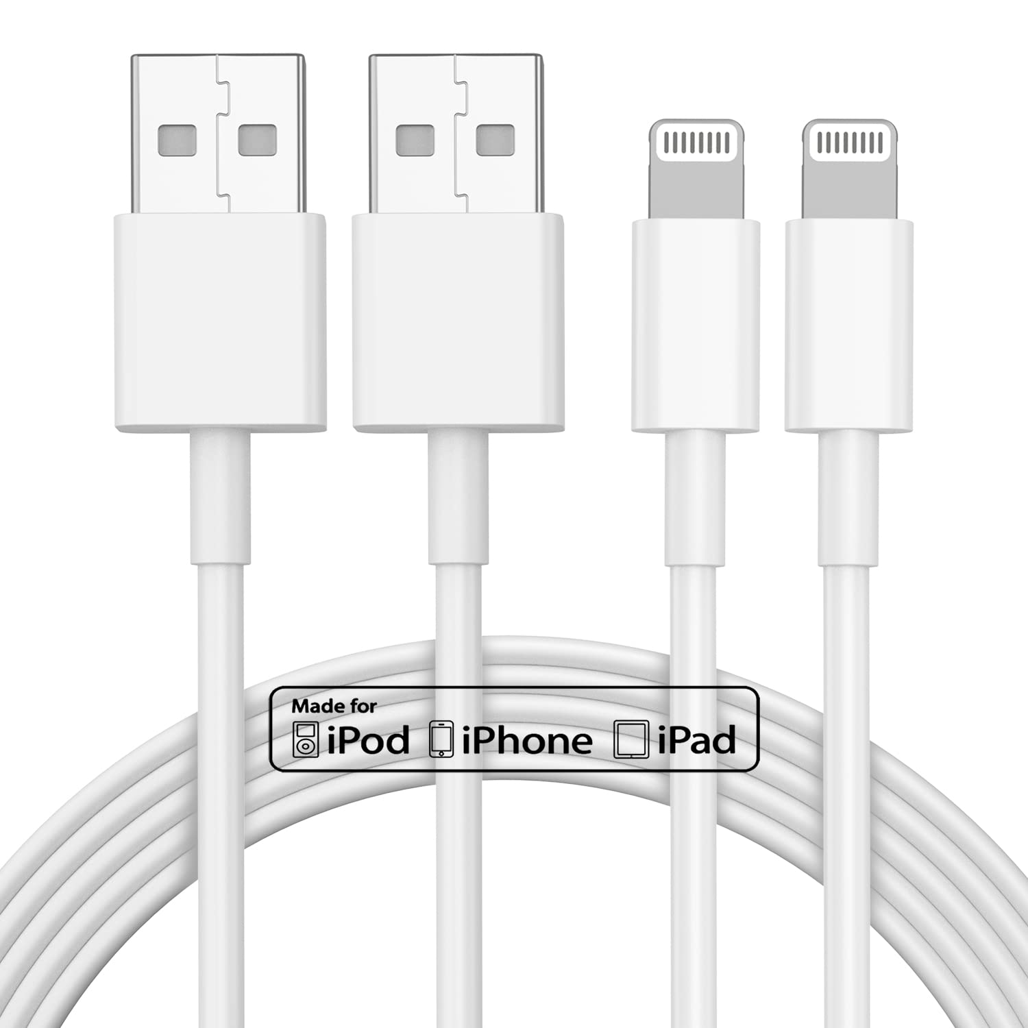 Paquete de 2 cargadores de iPhone de 10 pies, [certificado MFi de A...