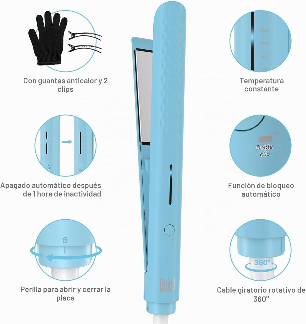 Quico Plancha para el cabello, alisadora de cabello de viaje global...