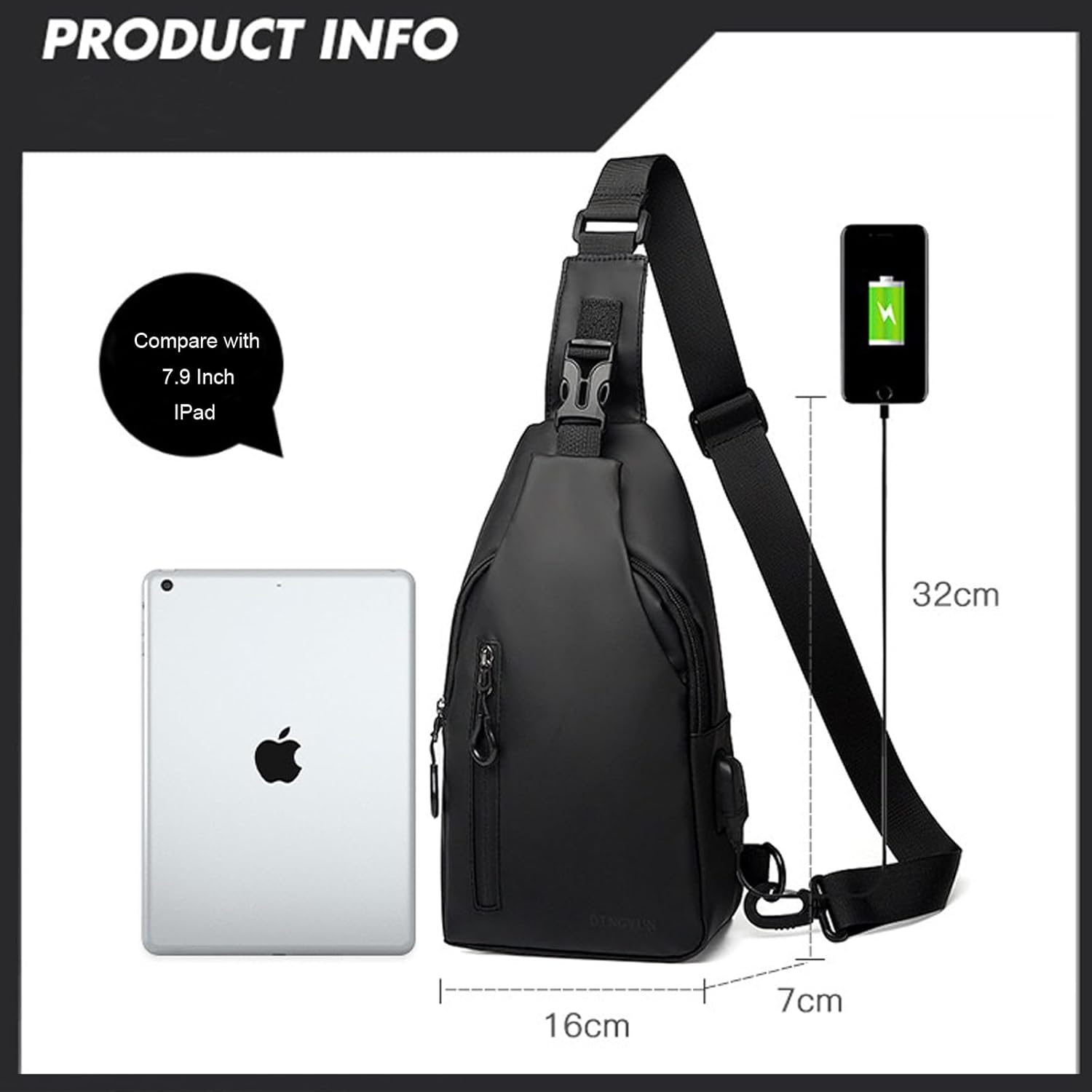 DAYELIVE Bolso bandolera impermeable para hombre, bolso cruzado de...