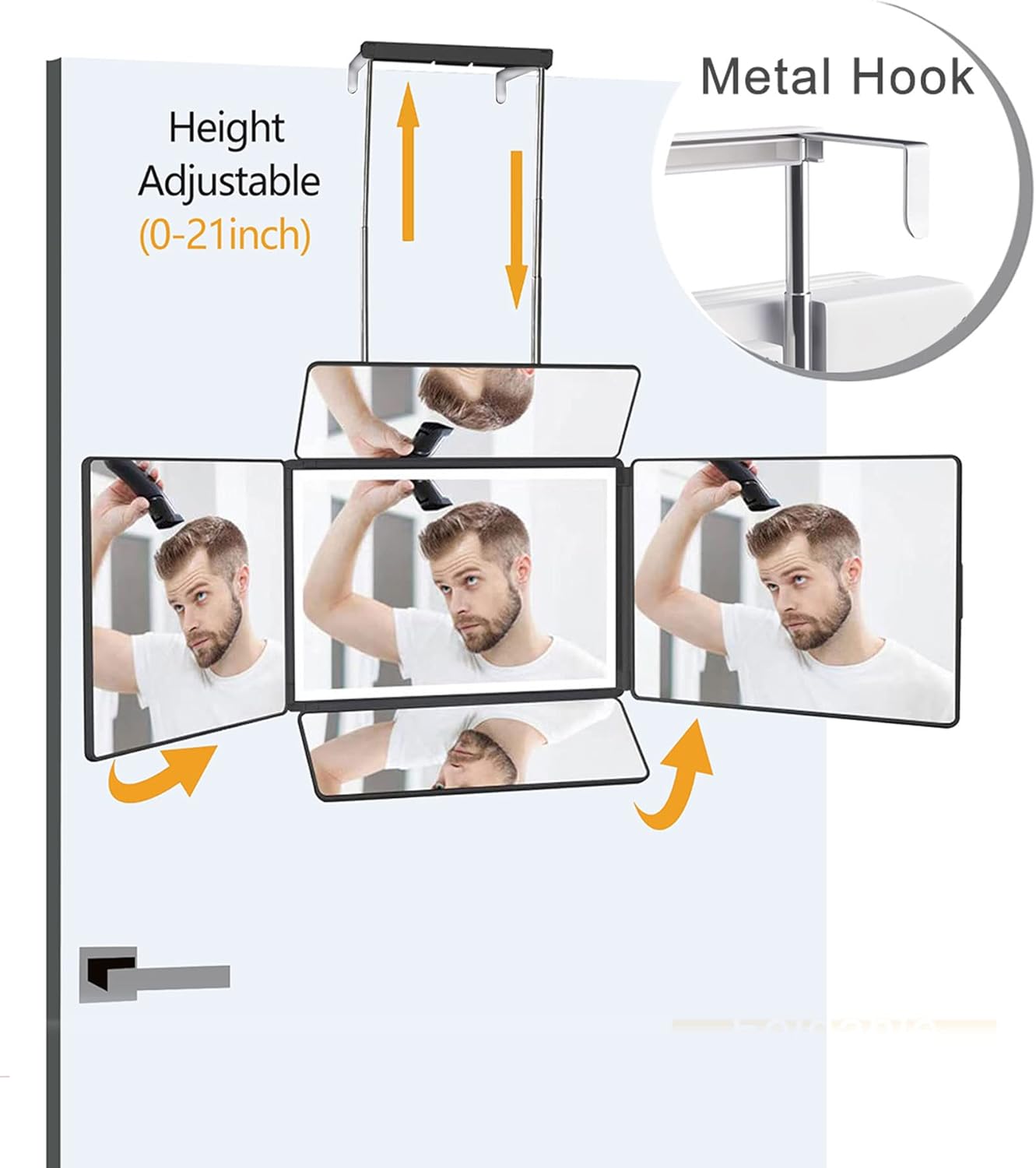 Espejo de 5 vías para cortar y afeitar el cabello, espejo de maquil...