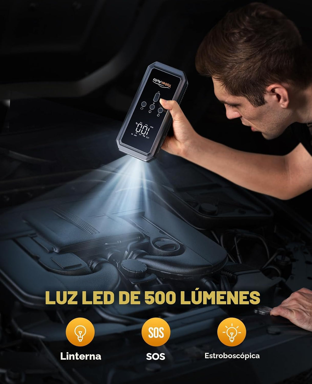 YaberAuto Arrancador de salto 9-en-1 6000A 150PSI con compresor de...