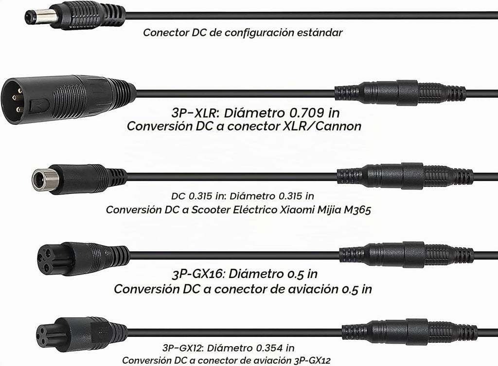 Cargador universal de 29.4V 2A 5 enchufes para batería de litio de...