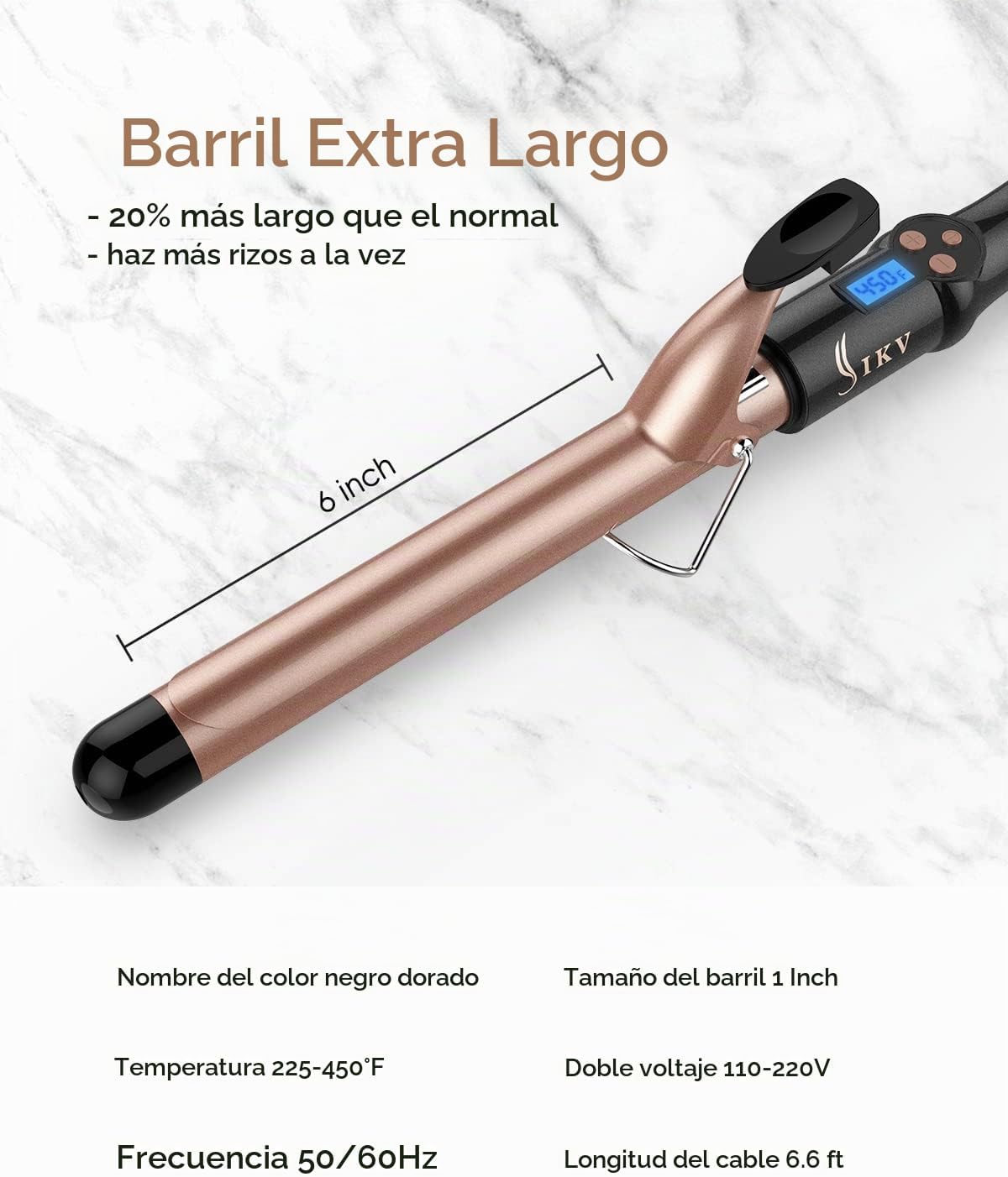 Rizador de barril extra largo de 1 pulgada, varita de cerámica de t...