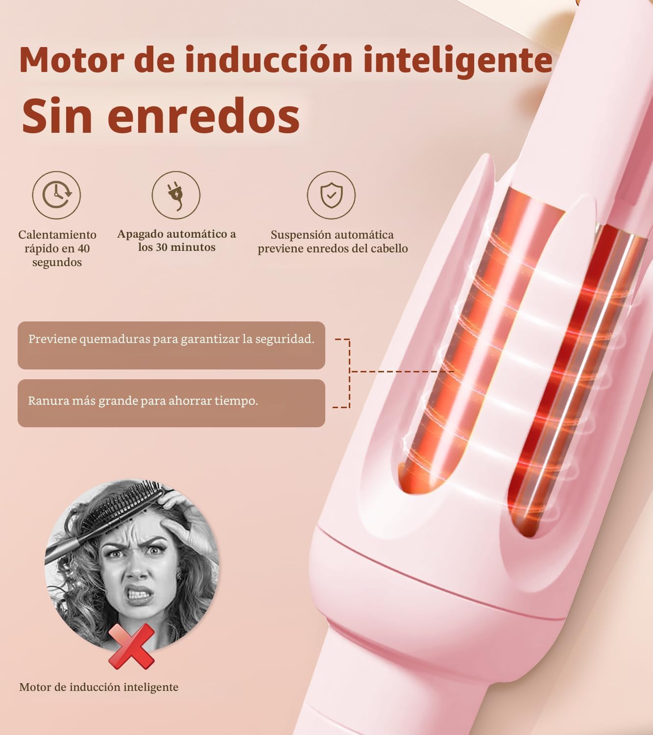 Rizador de pelo automático, rizador automático con 4 temperaturas y...