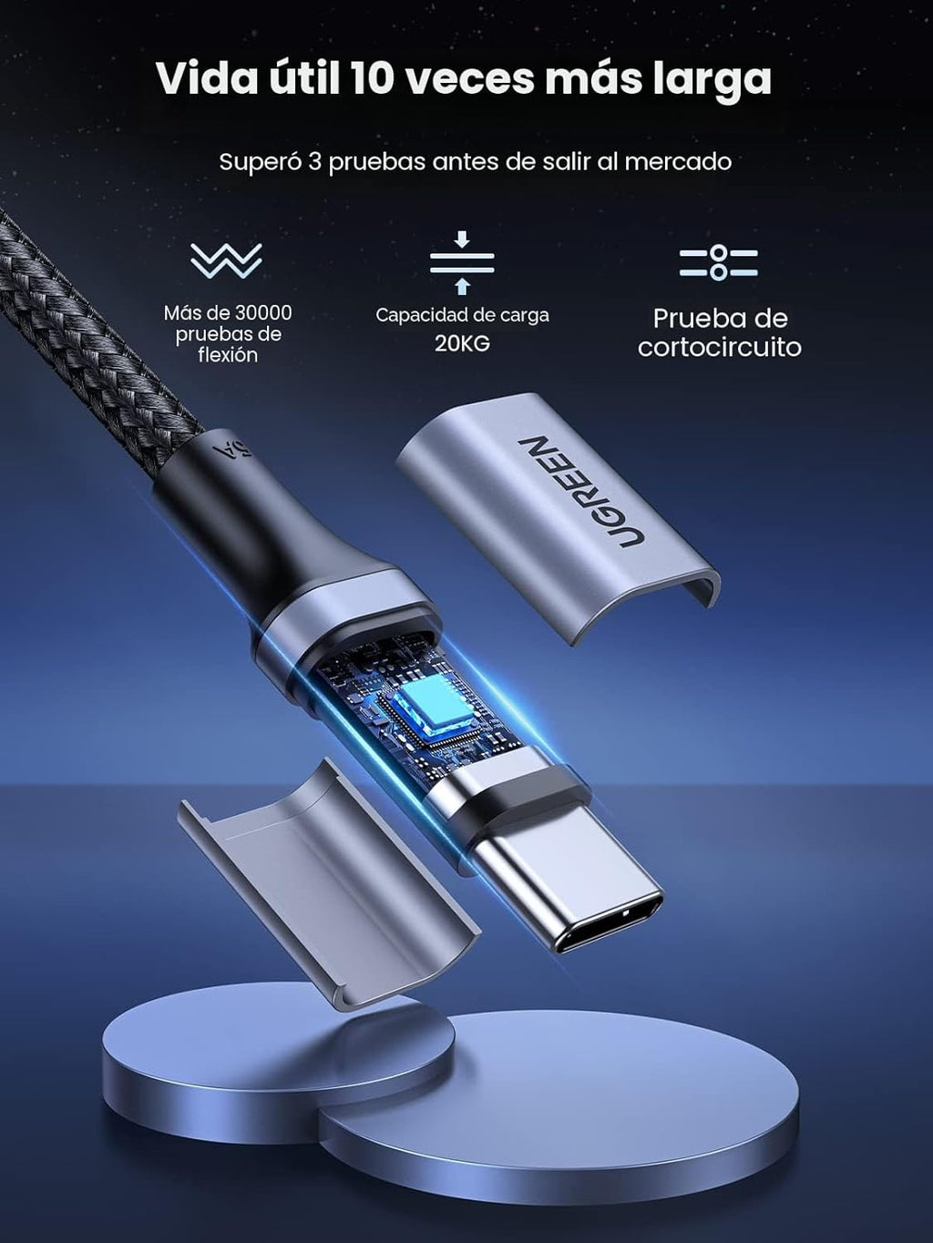 UGREEN Cable USB C a USB C, paquete de 2 cables de carga USB C de 1...