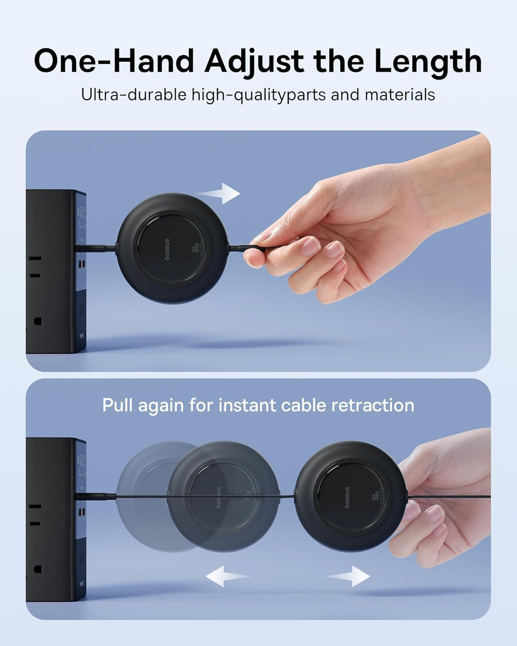 Baseus Cable USB C a USB C, Cable de Carga Rápida USB C Retráctil d...
