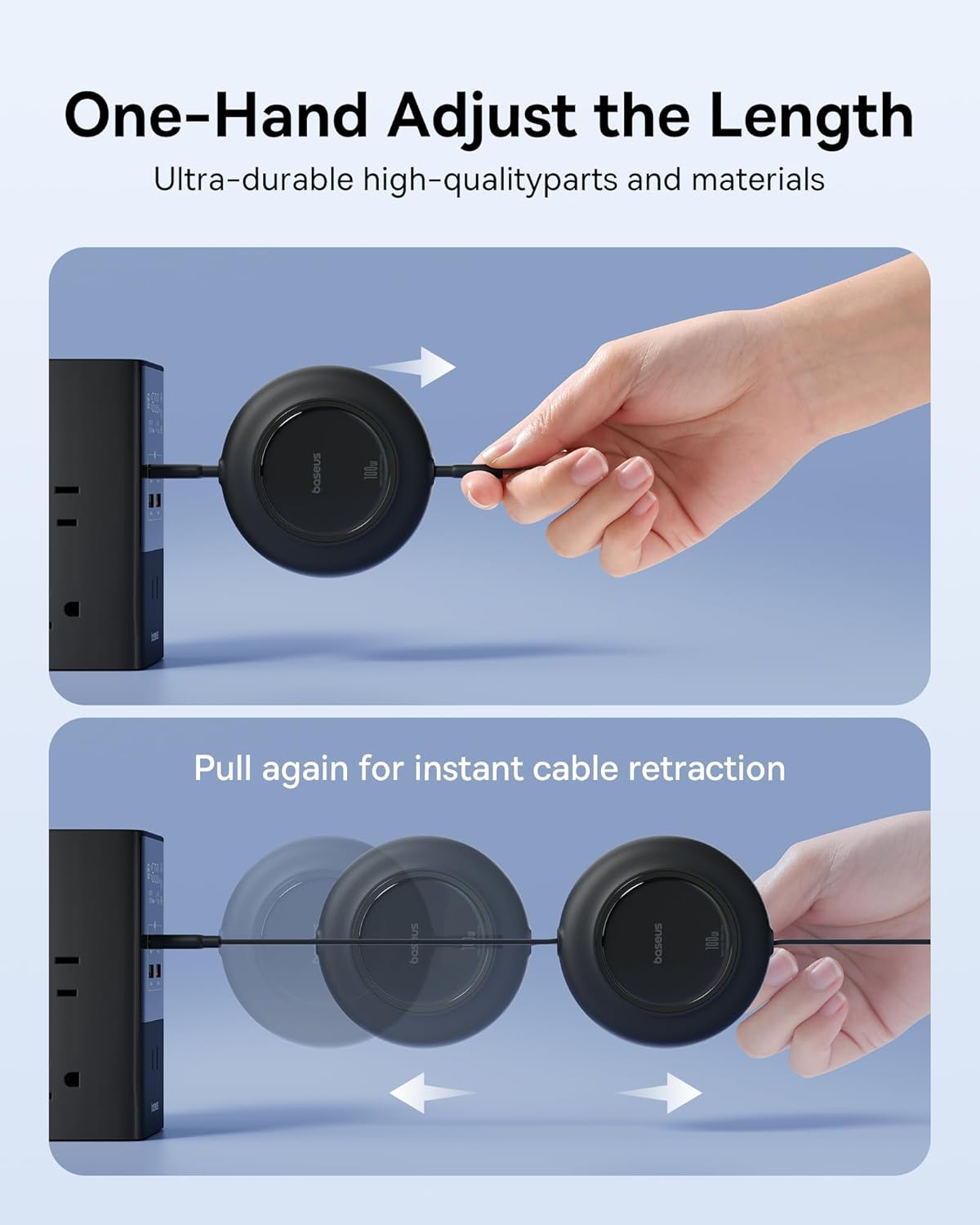 Baseus Cable USB C a USB C, Cable de Carga Rápida USB C Retráctil d...