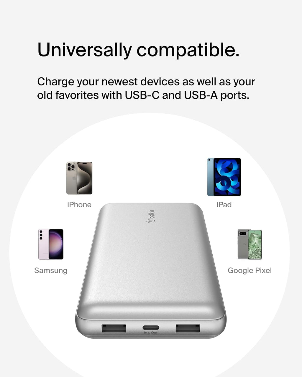 Belkin Cargador portátil, cargador de batería USB-C de 20000 mAh co...