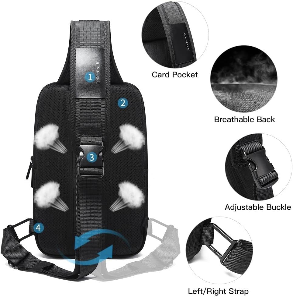 BANGE Mochila antirrobo con cerradura, bandolera para hombre, mochi...