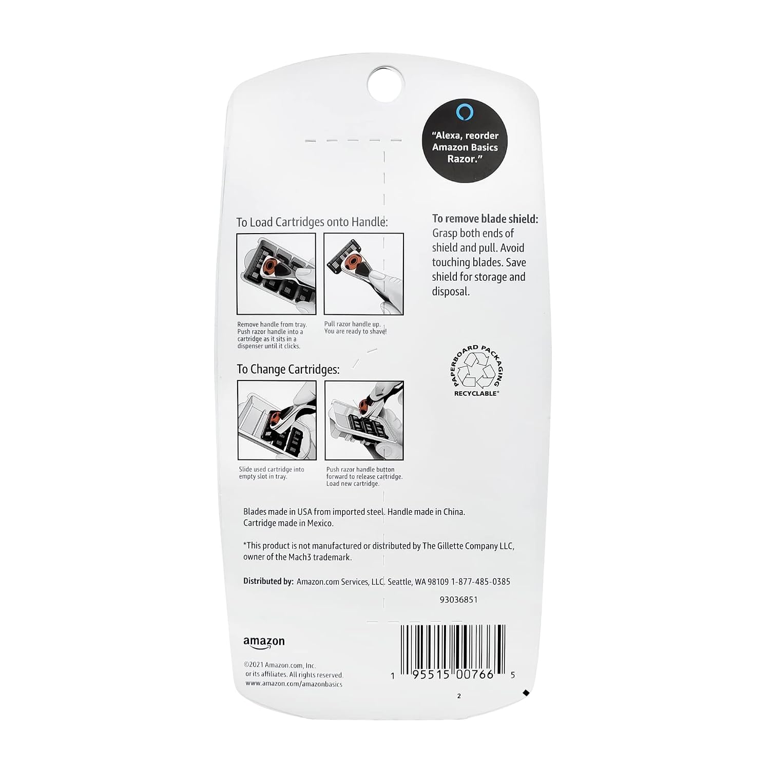 Amazon Basics Cartucho de maquinilla de afeitar de 3 cuchillas, jue...