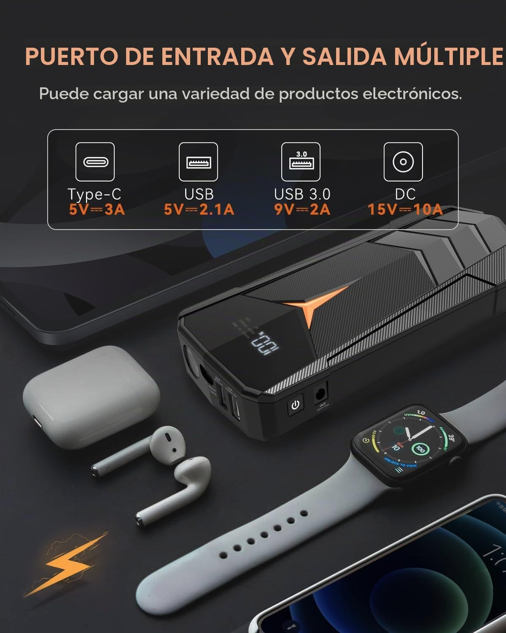 SUNPOW Batería de arranque de litio de 2000 A pico de 20000 mAh (ha...