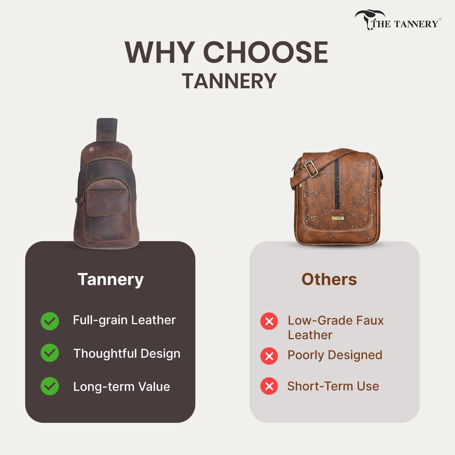 The Tannery Mochila de cuero de búfalo hecha a mano multiusos para...
